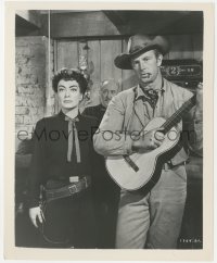 3p2030 JOHNNY GUITAR 8.25x10 still 1954 best c/u of Joan Crawford & Sterling Hayden with guitar!