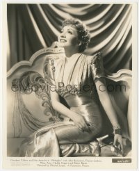 3p2063 MIDNIGHT 8x10 key book still 1939 seated portrait of Claudette Colbert in metallic dress!