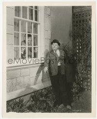 3p2076 NIGHT OWLS 8x10 still 1930 Oliver Hardy hides from Stan Laurel looking out window, very rare!