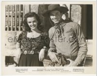 3p2091 OUTLAW 8x10.25 still 1946 great smiling portrait of sexy Jane Russell & Jack Buetel!