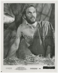 3p2106 PLANET OF THE APES 8x10 still 1968 close up of prisoner Charlton Heston in tattered clothes!