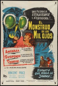 3p0188 RETURN OF THE FLY Argentinean 1959 Vincent Price, cool insect monster art, ultra rare!