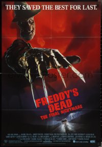 3p0450 FREDDY'S DEAD Aust 1sh 1991 great art of Robert Englund as Freddy Krueger!