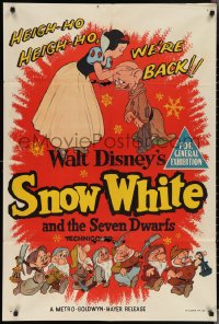 3p0473 SNOW WHITE & THE SEVEN DWARFS Aust 1sh R1960s Disney cartoon classic, cool art of dwarves!