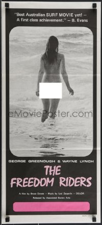 3p0526 FREEDOM RIDERS Aust daybill 1972 completely naked Aussie surfer girl, black design!