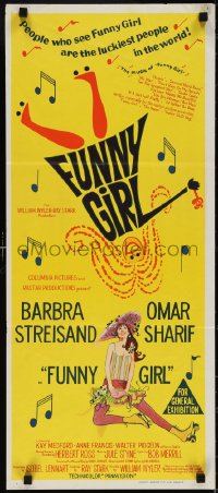 3p0531 FUNNY GIRL Aust daybill 1969 hand litho of Barbra Streisand, directed by William Wyler!