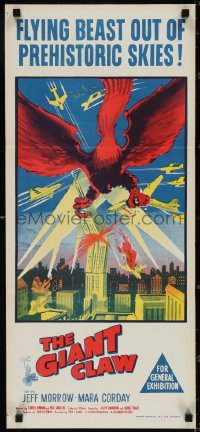 3p0535 GIANT CLAW Aust daybill 1957 great art of winged monster from 17,000,000 B.C. destroying city!