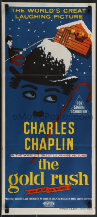 3p0537 GOLD RUSH Aust daybill R1950s gold mining in the Yukon, Charlie Chaplin classic!