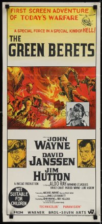 3p0540 GREEN BERETS Aust daybill 1968 John Wayne, David Janssen, Jim Hutton, cool Vietnam War art!