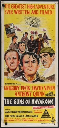 3p0542 GUNS OF NAVARONE Aust daybill 1962 Gregory Peck, David Niven & Anthony Quinn, ultra rare!