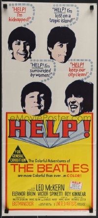 3p0546 HELP Aust daybill 1965 colorful adventures of The Beatles, John, Paul, George & Ringo!