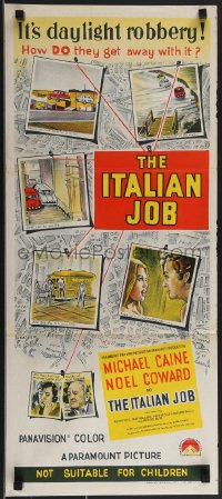 3p0553 ITALIAN JOB Aust daybill 1969 Michael Caine crime classic, it's daylight robbery!