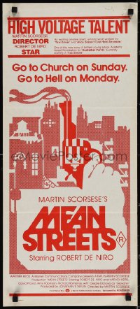 3p0572 MEAN STREETS Aust daybill 1976 Robert De Niro, Martin Scorsese, cool art of hand holding gun