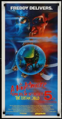 3p0579 NIGHTMARE ON ELM STREET 5 Aust daybill 1989 cool art of Freddy Jr. by Matthew Peak!