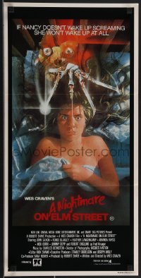 3p0578 NIGHTMARE ON ELM STREET Aust daybill 1984 Robert Englund, cool horror art by Matthew Peak!