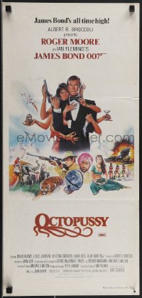 3p0581 OCTOPUSSY Aust daybill 1983 art of Maud Adams & Roger Moore as James Bond by Daniel Goozee!