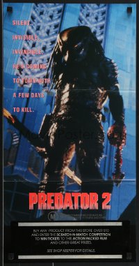 3p0588 PREDATOR 2 Aust daybill 1990 Danny Glover, Gary Busey, cool sci-fi sequel!