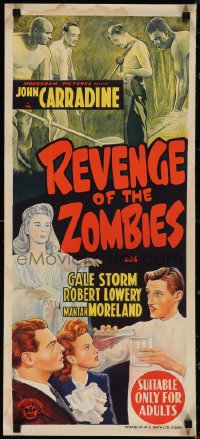 3p0594 REVENGE OF THE ZOMBIES Aust daybill 1944 art of Carradine & zombie Gale Storm!