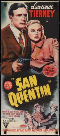 3p0598 SAN QUENTIN Aust daybill 1947 different art of Lawrence Tierney & Marian Carr!