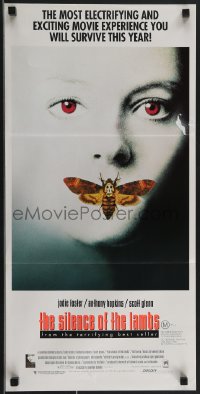 3p0601 SILENCE OF THE LAMBS Aust daybill 1991 Anthony Hopkins, great image of Jodie Foster w/moth!