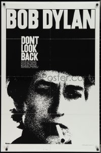 3p0697 DON'T LOOK BACK 1sh R1983 D.A. Pennebaker, super c/u of Bob Dylan with cigarette in mouth!