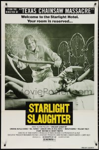 3p0705 EATEN ALIVE 1sh 1977 Tobe Hooper, wild image of sexy bound girl on bed, Starlight Slaughter!