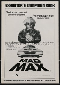 3p0228 MAD MAX English pressbook 1980 Miller, different art of Mel Gibson by Beauvais, very rare!