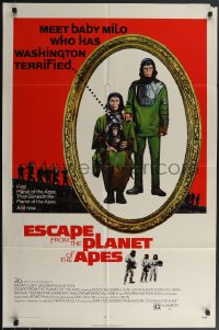 3p0716 ESCAPE FROM THE PLANET OF THE APES 1sh 1971 meet Baby Milo who has Washington terrified!