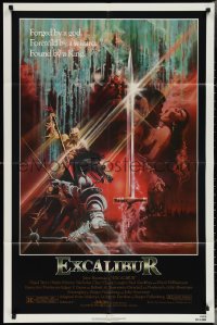 3p0718 EXCALIBUR 1sh 1981 John Boorman, cool medieval fantasy sword artwork by Bob Peak!