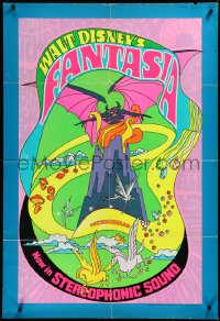 3p0722 FANTASIA 1sh R1970 Disney classic musical, great psychedelic fantasy artwork!