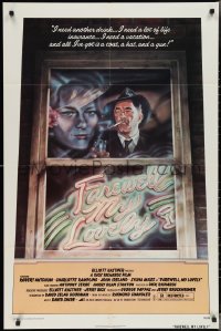 3p0724 FAREWELL MY LOVELY 1sh 1975 cool David McMacken artwork of Robert Mitchum smoking in window!