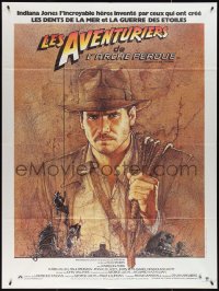 3p0121 RAIDERS OF THE LOST ARK French 1p 1981 art of Harrison Ford by Richard Amsel!