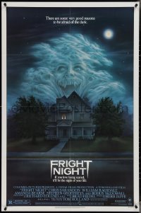 3p0739 FRIGHT NIGHT 1sh 1985 Sarandon, McDowall, best classic horror art by Peter Mueller!