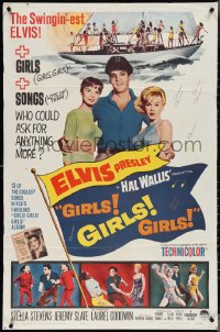 3p0750 GIRLS GIRLS GIRLS 1sh 1962 Elvis Presley, Stella Stevens & boat full of sexy girls!