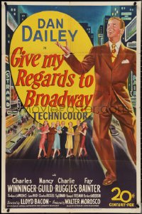 3p0751 GIVE MY REGARDS TO BROADWAY 1sh 1948 art of Dan Dailey singing & dancing in New York!