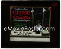 3p1644 MISLEADING WIDOW glass slide 1919 young Billie Burke with Corona typewriter tie-in ad!