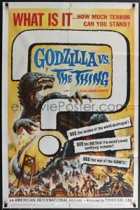 3p0754 GODZILLA VS. THE THING 1sh 1964 Reynold Brown monster art, how much terror can you stand!