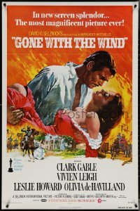 3p0756 GONE WITH THE WIND 1sh R1974 Howard Terpning art of Gable carrying Leigh over burning Atlanta!