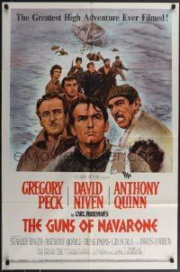 3p0765 GUNS OF NAVARONE 1sh 1961 Gregory Peck, David Niven & Anthony Quinn by Howard Terpning!