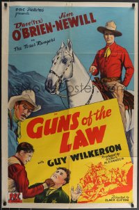 3p0766 GUNS OF THE LAW 1sh 1944 art of Dave Tex O'Brien on horse, Texas Rangers!