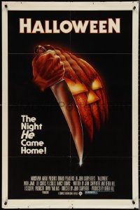 3p0767 HALLOWEEN 1sh 1978 John Carpenter classic, great Bob Gleason art with green ratings box!