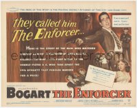 3p1027 ENFORCER TC 1951 Humphrey Bogart close up with gun in hand, if you're dumb you'll be dead!