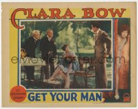 3p1188 GET YOUR MAN LC 1927 pretty Clara Bow sitting between Buddy Rogers & two other men!