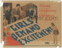 3p1032 GIRLS DEMAND EXCITEMENT TC 1931 young John Wayne in first movie after Big Trail, ultra rare!