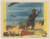 3p1195 GODZILLA LC #3 1956 great image of Gojira crushing airplanes in sky, rubbery monster classic!