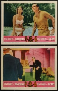 3p1574 GOLDFINGER/DR. NO 2 LCs 1966 Sean Connery as James Bond & Ursula Andress in bikini + Oddjob!