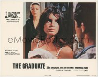 3p1198 GRADUATE LC #8 R1972 Dustin Hoffman confronts Katharine Ross as Anne Bancroft watches!