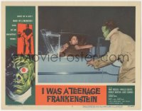 3p1211 I WAS A TEENAGE FRANKENSTEIN LC #3 1957 close up of monster attacking couple necking in car!