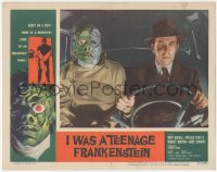 3p1214 I WAS A TEENAGE FRANKENSTEIN LC #7 1957 close up of wacky monster with Whit Bissell in car!