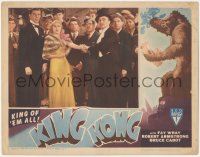 3p1229 KING KONG LC R1946 c/u of Fay Wray, Robert Armstrong & Bruce Cabot staring up at giant ape!